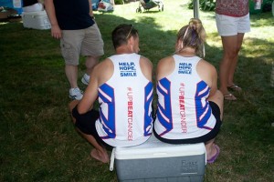 2015 Falmouth Road Race  - 2 runners wearing Team JAF 