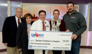 BOSTON, MA - JANUARY 26: (L to R) Carter Buckley, Lucy Buckley, Dr. Mark Kieran, Boston Children